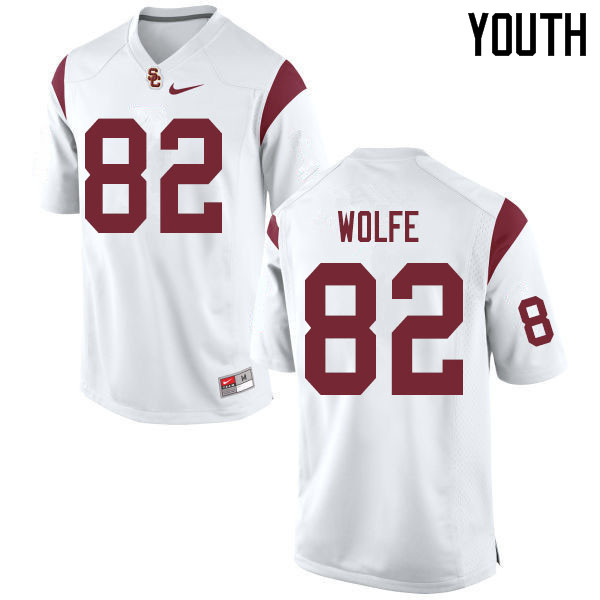 Youth #82 Jude Wolfe USC Trojans College Football Jerseys Sale-White
